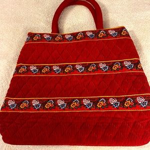 Red Corduroy Tote